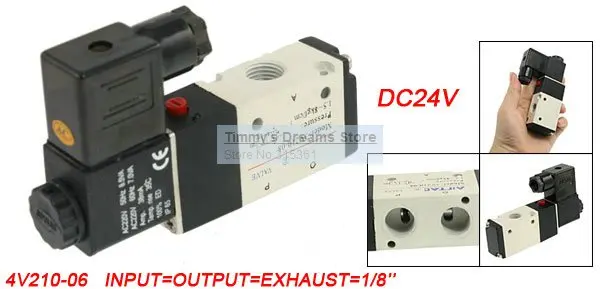 Пневматический Соленоидный клапан 1/8 &quotпорты 3V210-06 DC 24V 2 положения 3 способа |