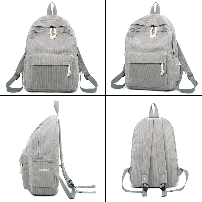 Брендовый модный вельветовый женский рюкзак школьный Mochila простой для девочки