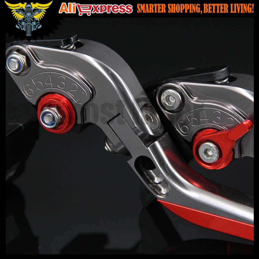 Красный + титановый ЧПУ регулируемые складные рычаги тормозной муфты мотоцикла