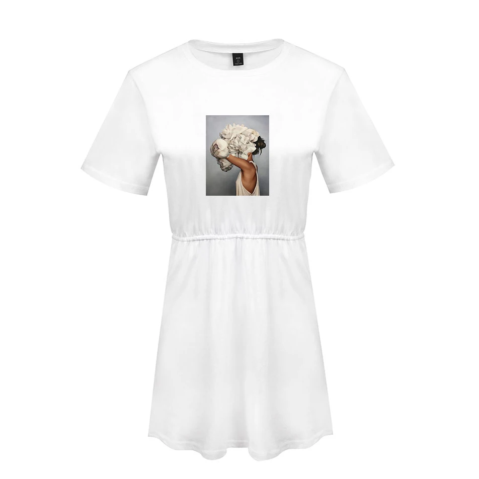 Aesthetic Beautiful Flower Women's Sexy Dress Summer 2019 Hot Soft Korean Pajamas Harajuku White Plus Size 4XL | Женская одежда
