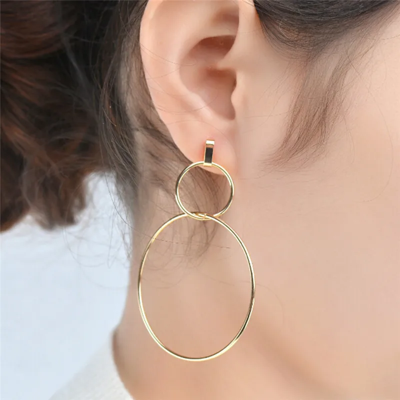 1 Pair Jewelry Hoop Earring Simple Elegant Women Earrings Geometric Round Circle Ear Stud | Украшения и аксессуары