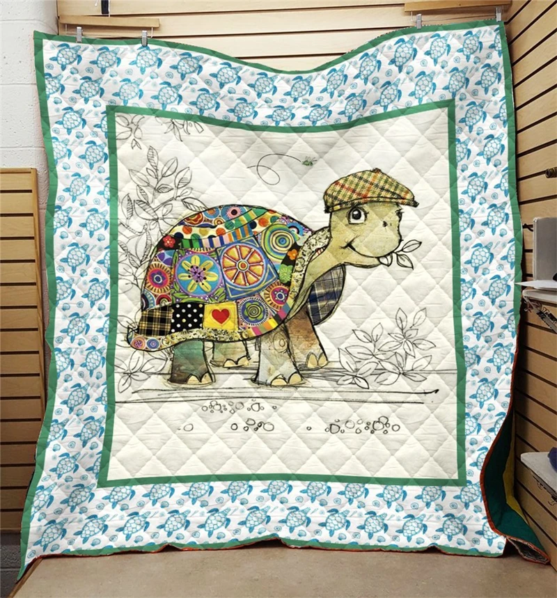 Summer Turtle Print ocean Quilt Kids School Adults Bed Soft Warm Thin Blanket Cotton King Size Wholesale Custom Pattern | Дом и сад