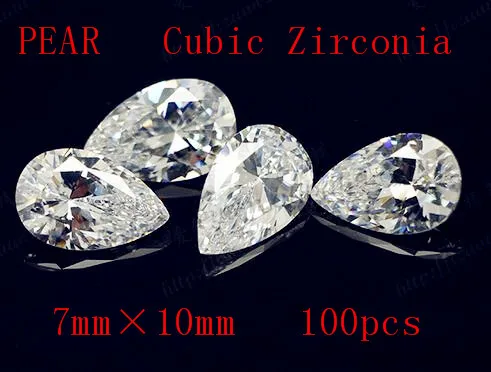 

MRHUANG Shine !100pcs/pack Grade AAA Crystal Clear CZ Cubic Pear 7*10MM Zirconia Stone DIY Beads For Jewelry Finding Hot!