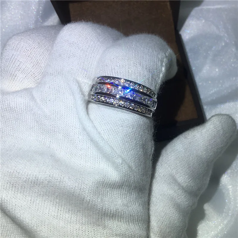 Мужское кольцо с фианитом 3 мм 5 А белым золотом|wedding band ring|band ringring for |