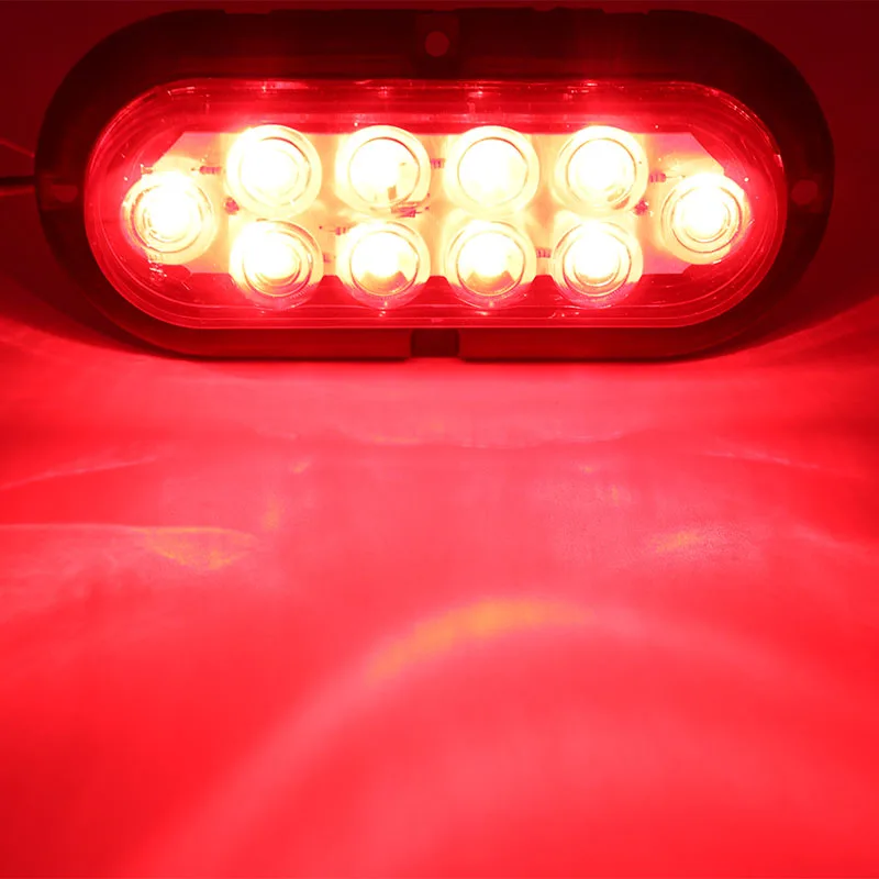 Red Универсальный 6 дюймов 12V 10 светодиодный автомобиль задние светильник задний стоп-сигнал стопор обратного светильник сигнала поворота Предупреждение светильник светодиодный Овальный тормозной светильник - Цвет: Red