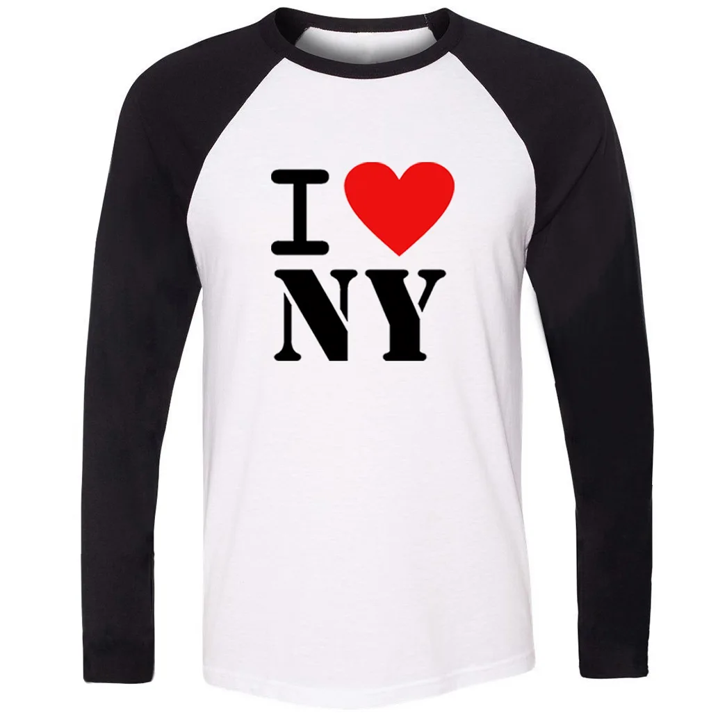 Мода I Love New York реглан футболка с длинным рукавом для мужчин женщин мальчиков и