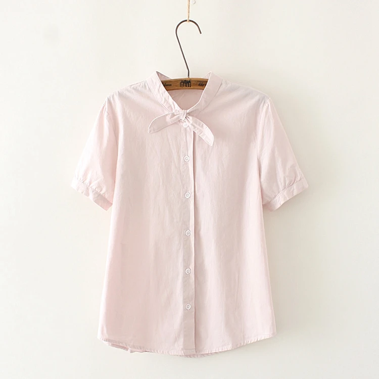 Новинка 2017 Летние повседневные милые лук воротник рубашки тонкий женский
