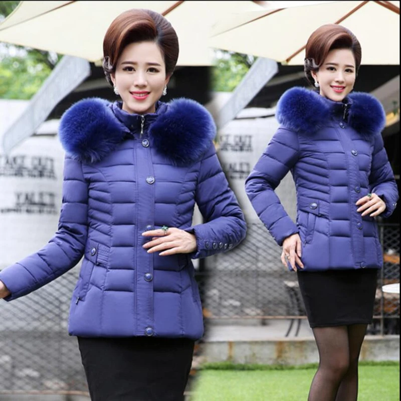 Новинка 2017 зима среднего возраста Женская хлопчатобумажная одежда большой