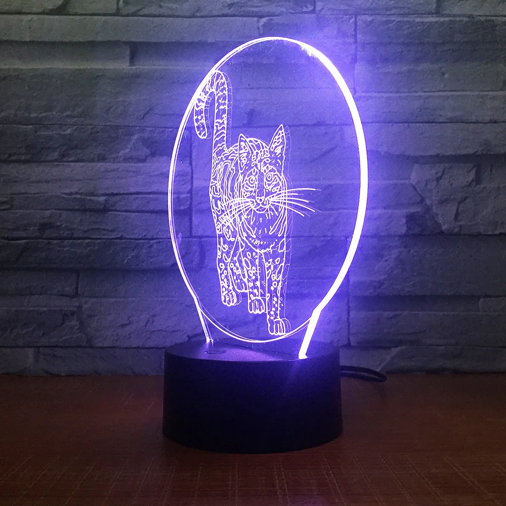 

Cute Cat 3D Night Light Creative Electric Illusion LED 7 Colors Changing USB touch Desk Lamp For Kid's Gift Home Bedroom Decor