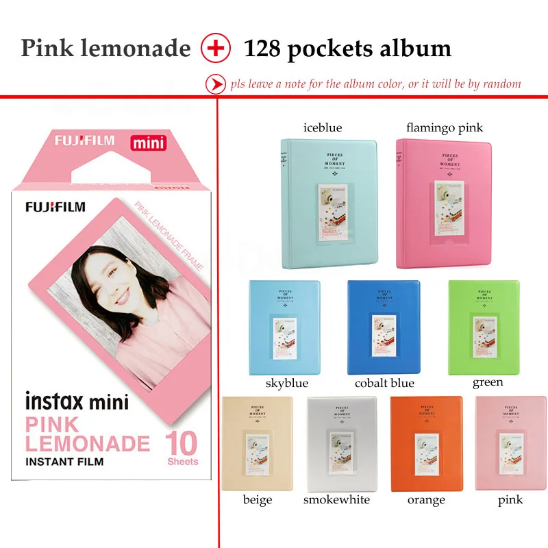 Fujifilm Instax Mini Film Pink Lemonade 10 листов для 9 8 7s 70 90 25 мгновенная полироидная камера