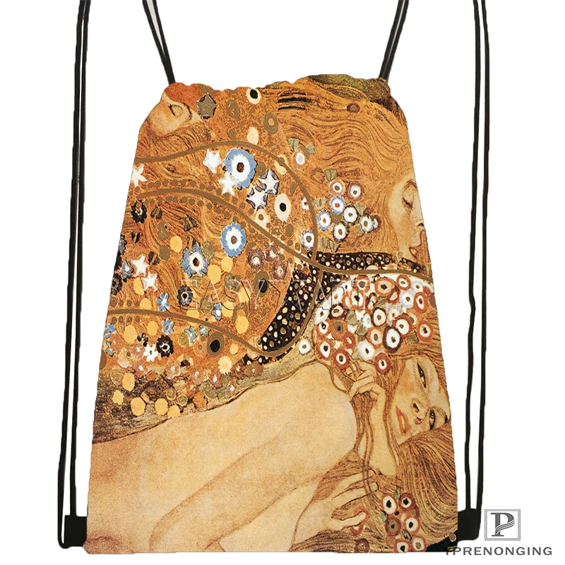 На заказ Gustav Klimt Drawstring рюкзак сумка милый рюкзак для детей ранец(черная спинка) 31x40 см#180531-03-15