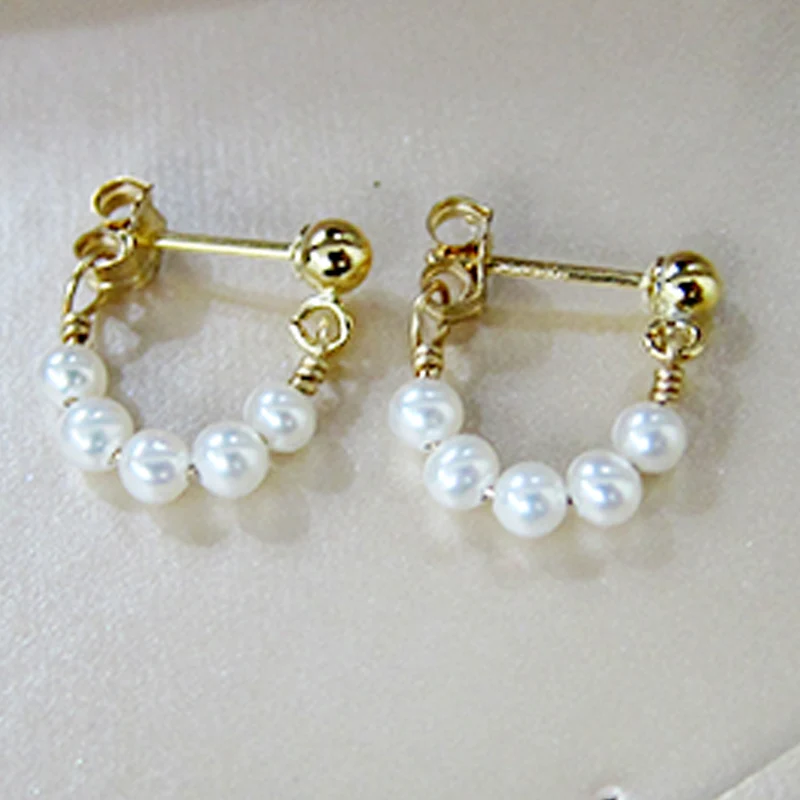 Женские 14k позолоченные пресноводные жемчужные серьги с бисером женские