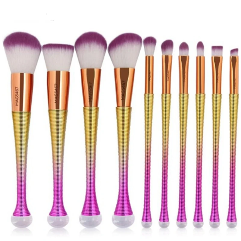 MAANGE New 10pcs Makeup Brushes Set Cosmetic Powder Foundation Blush Eyeshadow Lip Blending Professional Make Up Brush Tools Kit | Красота и