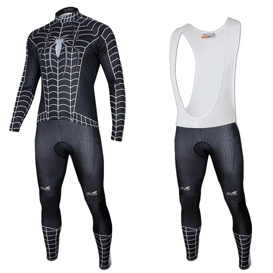 long bib suit Крутая спортивная одежда Spider, комплект из Джерси для велоспорта, Супермен, Бэтмен, Железный человек, Супергерой, длинный рукав, велосипедная одежда, униформа для мужчин, набор - Цвет: long bib suit