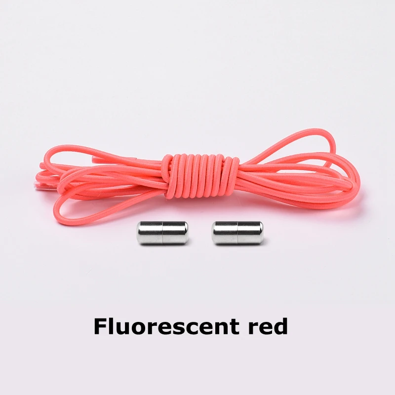 Fluorescent red 1 пара круглых эластичных шнурков для обуви, шнурки для детей и взрослых, кроссовки унисекс, шнурки, шнурки для быстрой носки, шнурки 25 цветов - Цвет: Fluorescent red