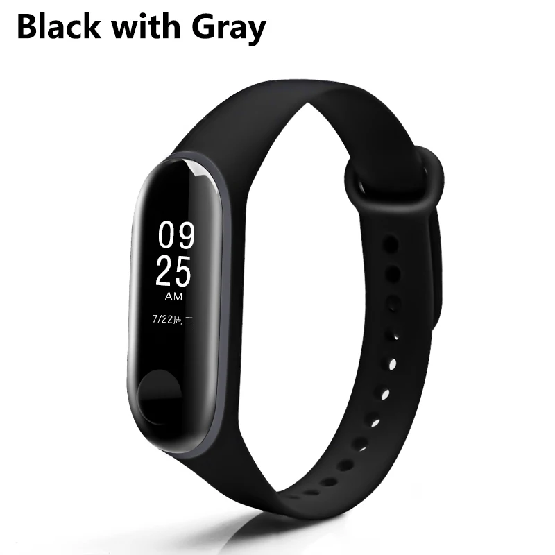 Black with gray Новое поступление BOORUI, цветной ремешок для mi band 3, аксессуары для mi 3, сменный ремешок для xiaomi mi 3, умные браслеты - Цвет: Black with gray