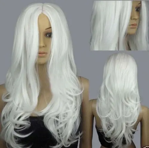 Bb 003403 нью лонг белый вьющиеся женские парики волос|wig anime|wig pullwig green |