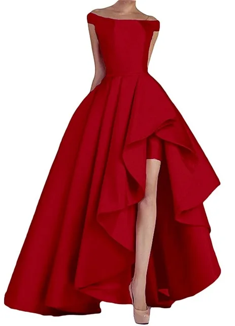 

2018 New Arrival Off Shoulder vestidos de fiesta High Low Long Burgundy and Royal BlueEvening Prom Dresses High Low Formal Gowns