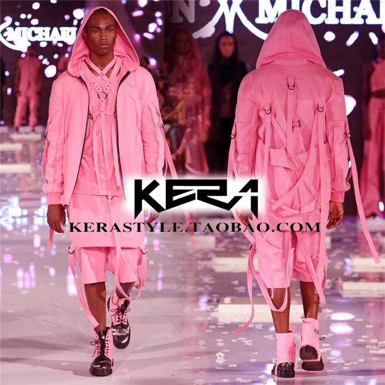 S 4xl! Новинка 2021 мужская мода Gd Beyonce розовый пояс с кепкой куртка пальто для