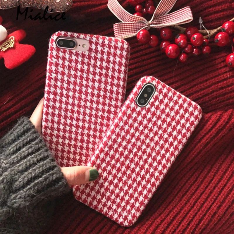 Модные красные рождественские плюшевые Хаундстут Телефон чехол для iPhone X 8 7 6 S