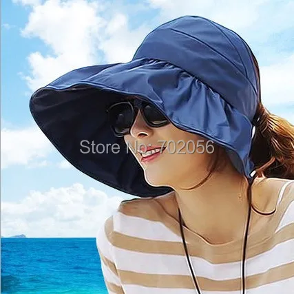 Women foldable Visors Floppy Summer UV Protection Beach Sun Hat Dome fishing Cap bucket hat 12color#3853