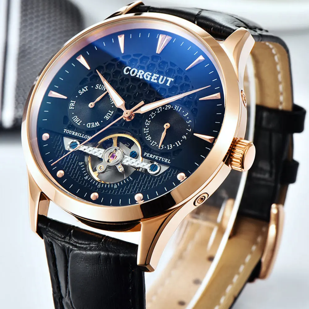 Relojes 2019 часы для мужчин Corgeut модные автоматические мужские розовое золото Топ