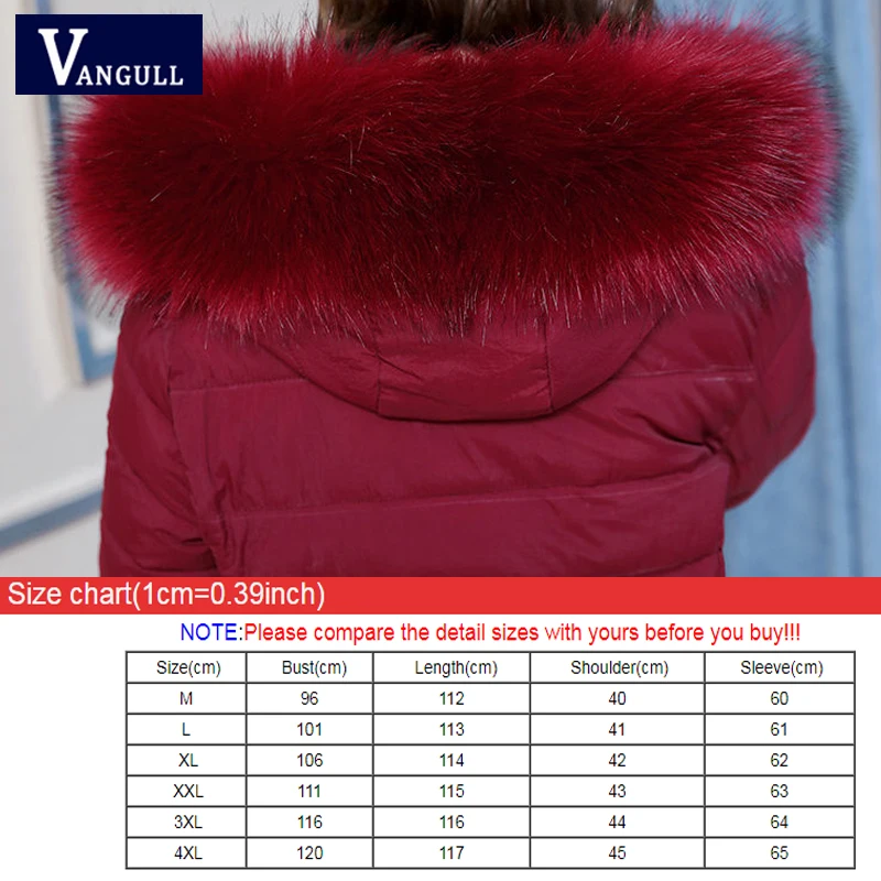Vangull Winter Women Parkas Fashion Female Long Sleeve Hooded Jackets Autumn Slim Zipper X-Long Thick Coats Suatans Outerwear