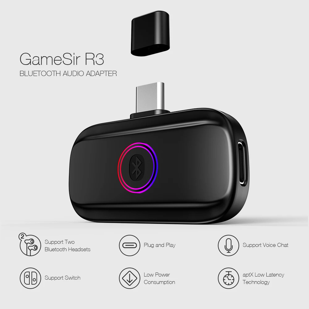 Беспроводной bluetooth-аудиоадаптер GameSir R3 для nintendo Switch, аудио передатчик, поддержка голосового чата для nintendo Switch