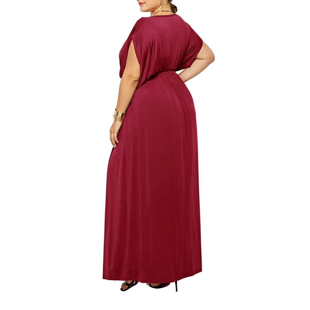 Женская мода летучая мышь рукав макси Warp платье для вечерние|Женские платья| |
