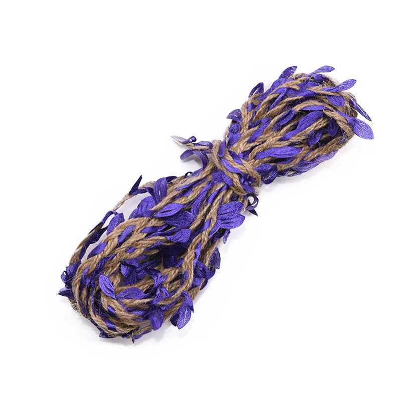 purple 2 м, 5 м, имитация зеленых листьев, тканая пеньковая веревка, сделай сам, украшение на свадьбу, день рождения, свадьбу, ротанговая веревка для упаковки подарков, 5 мм - Color: purple