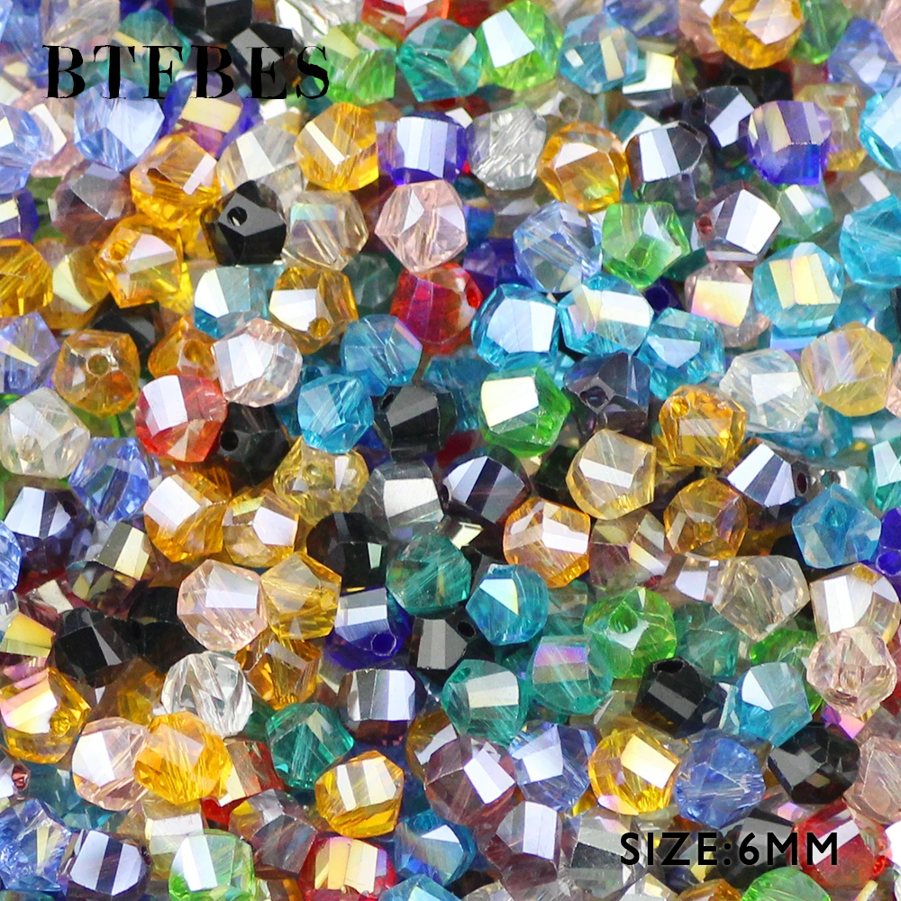 

BTFBES Twisted Faceted Austrian Crystal Spacer 6mm Bead 50pcs Oblique Cut Glass Scatter Bead For Jewelry Making DIY Accessories