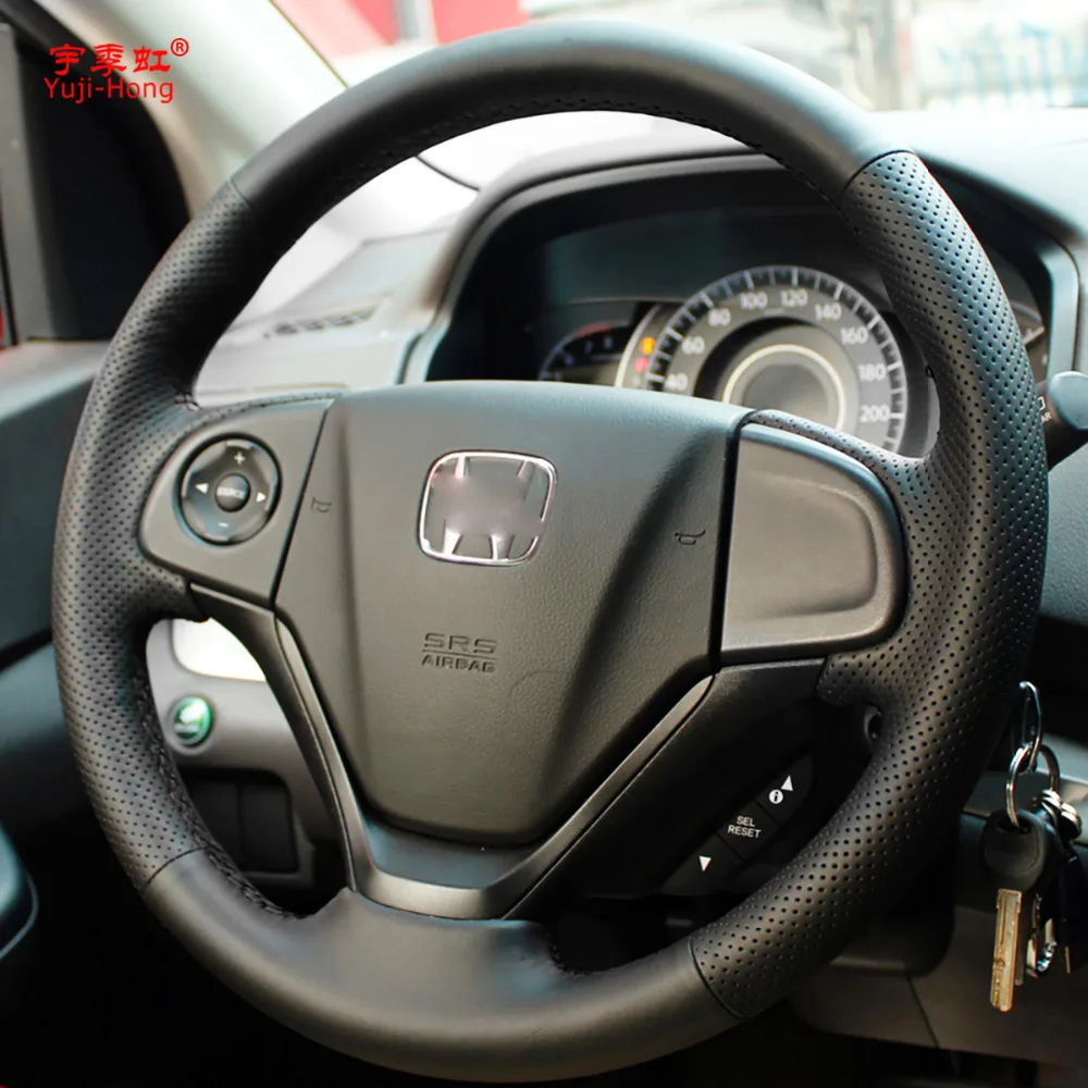Yuji-Hong Top Layer Genuine Cow leather Car Steering Wheel Covers Case for HONDA CRV 2012-2015 Crider Hand-stitched Cover | Автомобили и