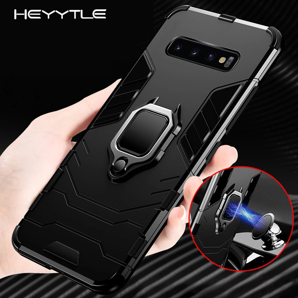 Heyytle Armor Shockproof Case For Samsung Galaxy S9 S8 Plus S7 edge A5 S10 Metal Magnet Ring Holder Note 8 9 Cover |
