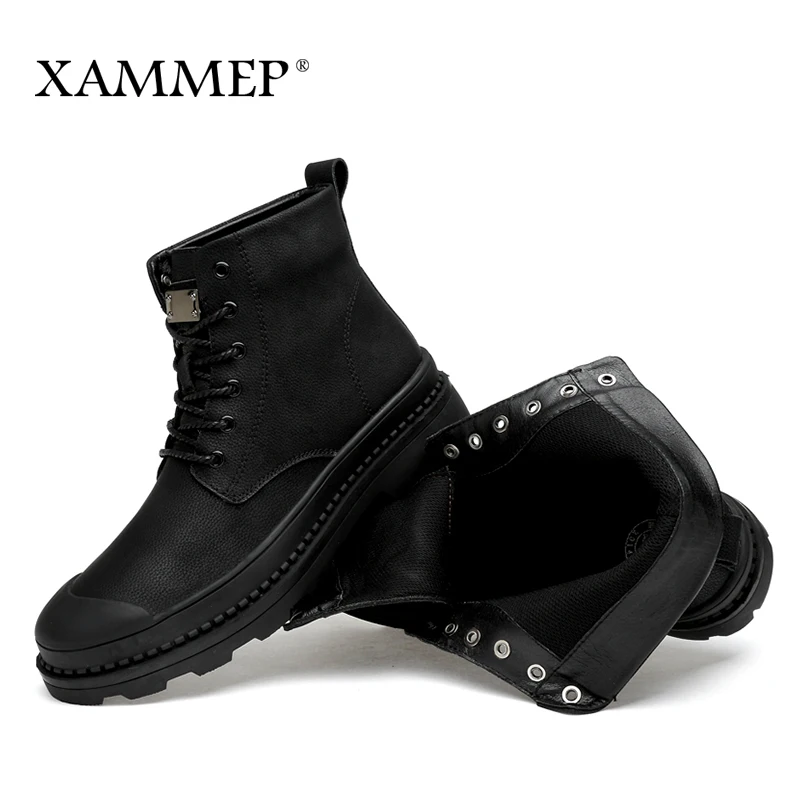 Мужские ботинки из натуральной кожи Xammep брендовые зимние на плоской подошве