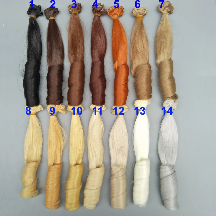 

20 cm high temperature big wave handmade doll wigs diy Texitle doll curly hair trees