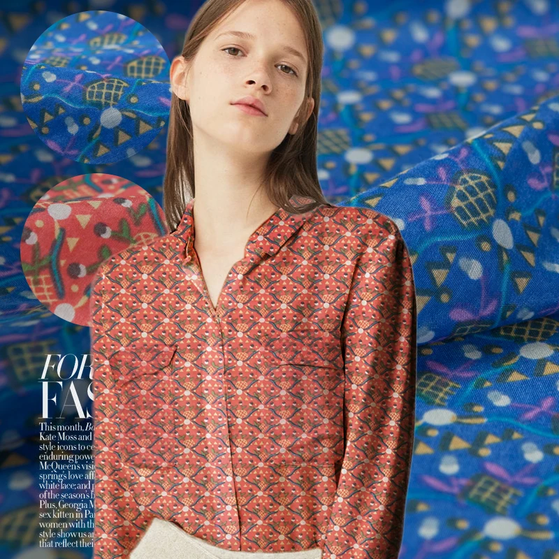 Печатная искусственная хлопчатобумажная ткань песочный арбуз красный синий