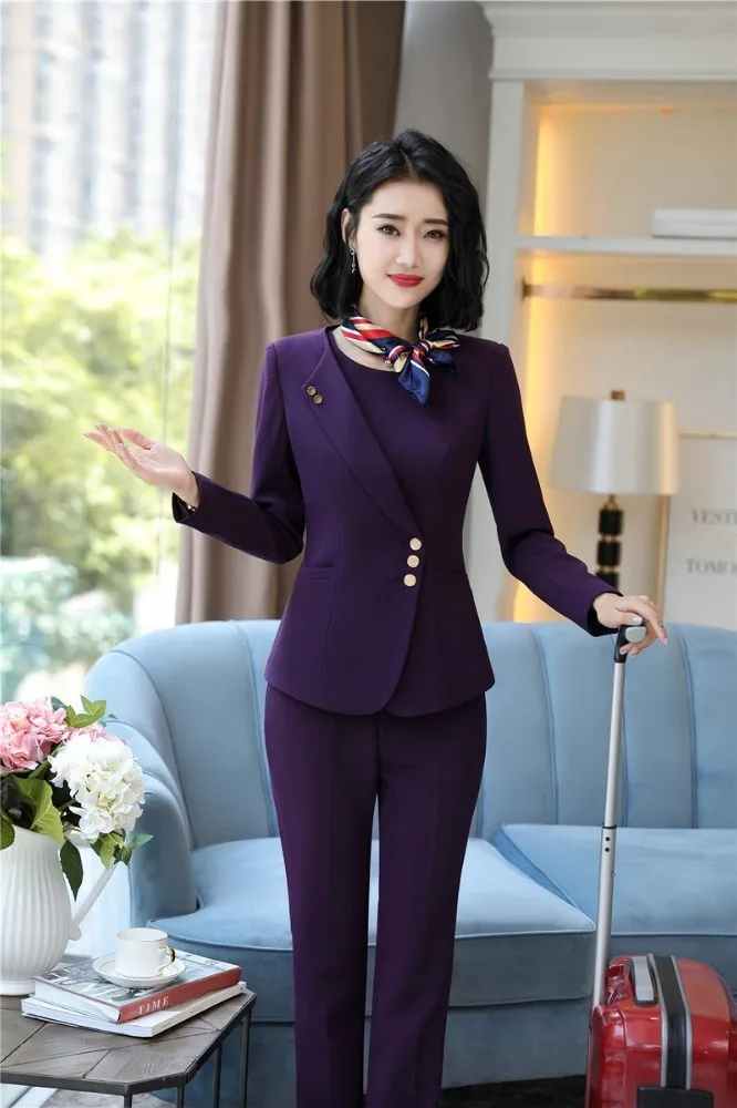 Офисная форма деловой костюм для женщин со штанами и топом Рабочая одежда