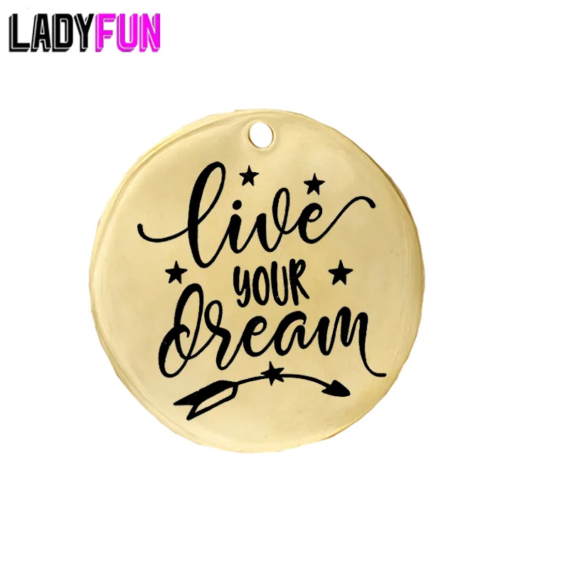 

Graduation Jewelry Gift Inspirational Pendant Live Your Dream Stainless Steel Charm 20pcs Wholesale