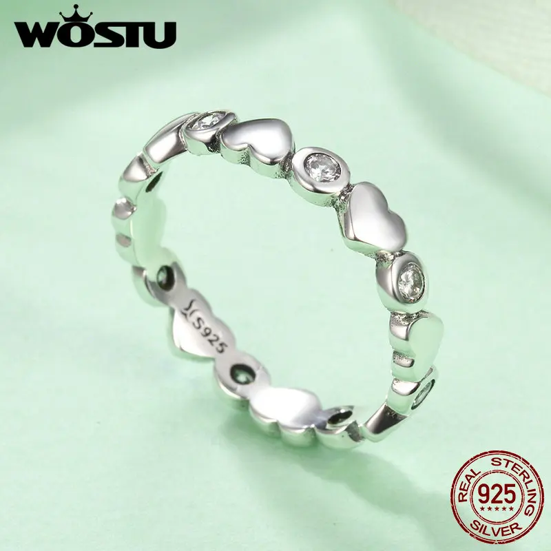 WOSTU, новинка, 925 пробы, серебро, My Heart Is Bright Stackable, кольца для женщин, мода S925, свадебные украшения, подарок, CQR164
