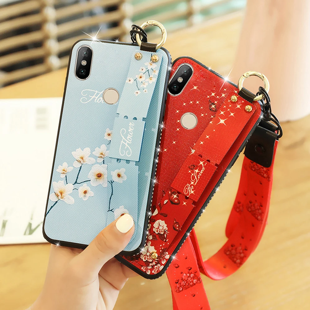 Чехол для Xiaomi Redmi Note 7 Pro чехол 6A силиконовый цветочный ремешок на запястье мягкий
