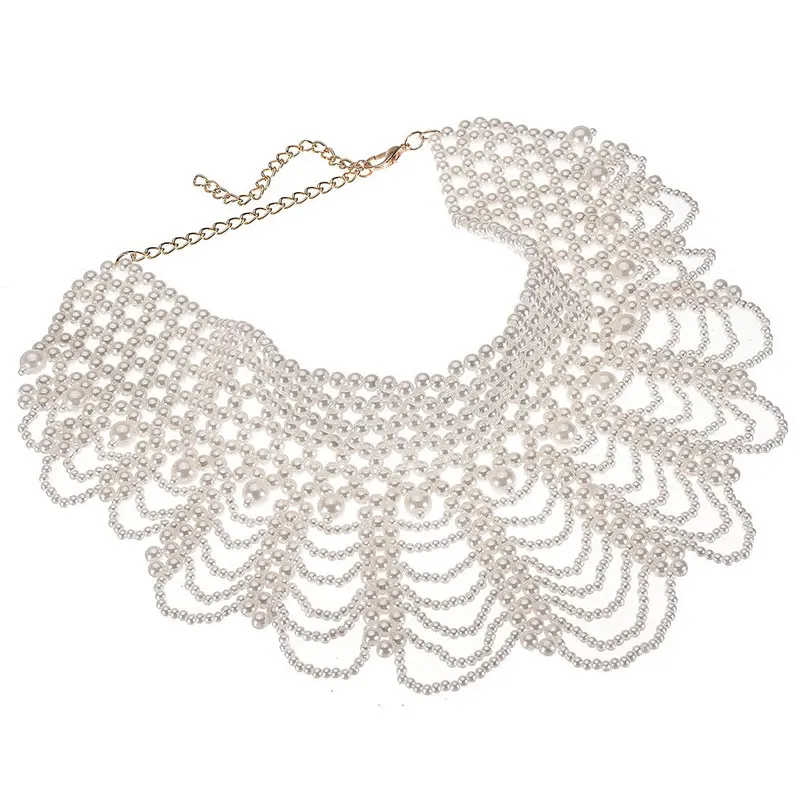 N0013133 White JEROLLIN массивное ожерелье женское ювелирное черное/Белое большое Массивное колье ручной работы с бусинами длинное ожерелье с воротником s Новинка - Окраска металла: N0013133 White