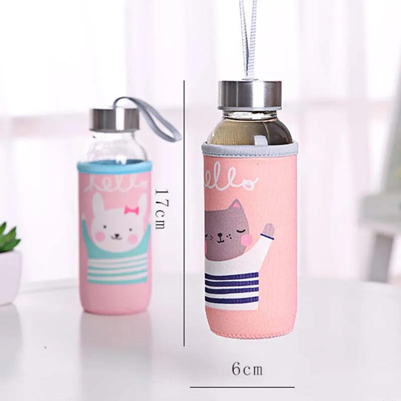 300 мл Посуда для напитков портативная бутылка мультяшная стеклянная прозрачная