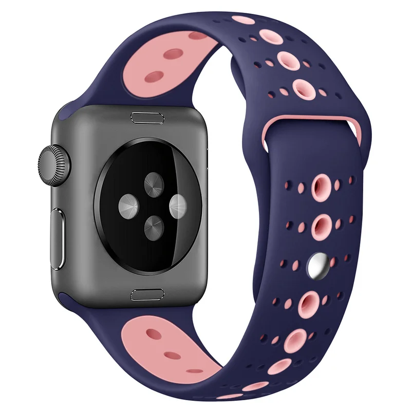 Силиконовый ремешок для Apple Watch 42 мм 38 40 44 спортивный стиль сменный Браслет IWatch