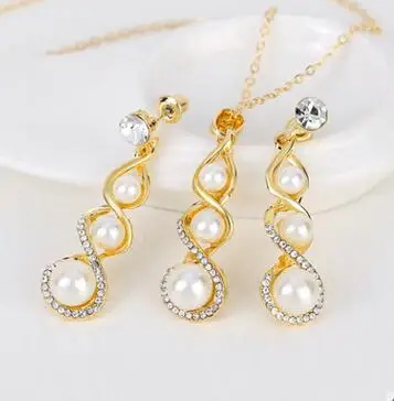 Новинка 2017 хит три жемчужных лавалье ювелирный набор с AAA прозрачными