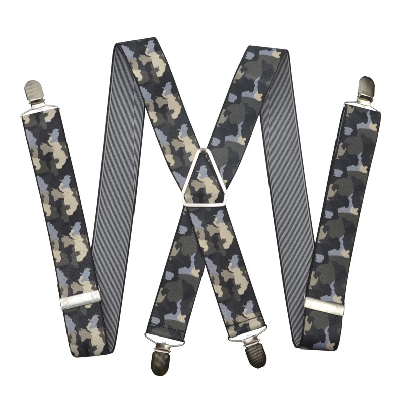 Camo Модные мужские подтяжки 3,5 см ширина 4 зажима и унисекс подтяжки черные подтяжки для взрослых - Цвет: Camo