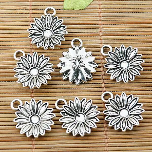 

10pcs tibetan silver color flower design charms EF1438