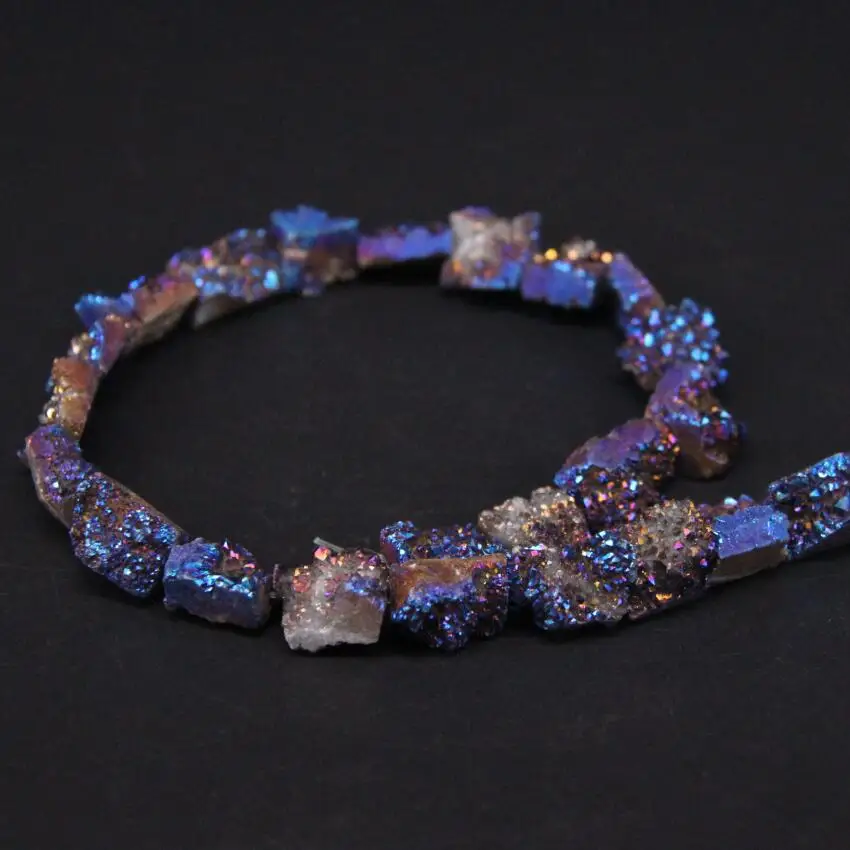 15 5 &quot/нить синий титан натуральный кварц Жеода Друза плиты в произвольной форме