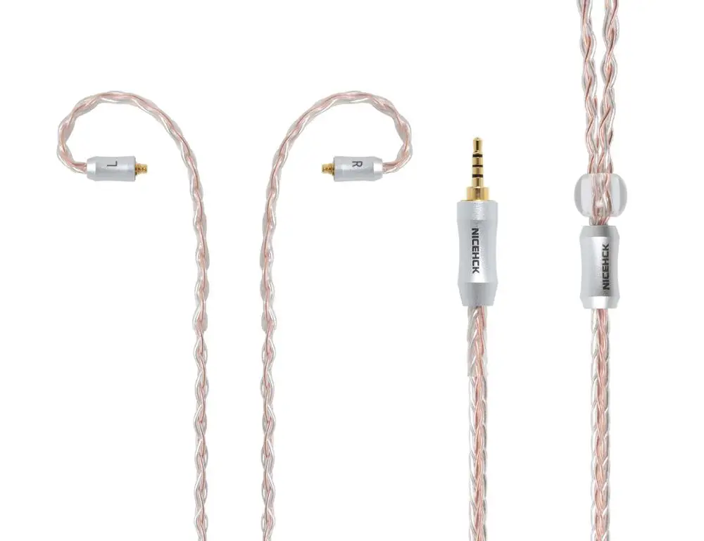 2.5mm With MMCX Nicehck MMCX/2Pin разъем 3,5/2,5/4,4 мм сбалансированный 8 ядро Медь серебро смешанные кабель для ZS10 AS10 BA10 AS06 nicehck M6 N3 NK10 - Цвет: 2.5mm With MMCX