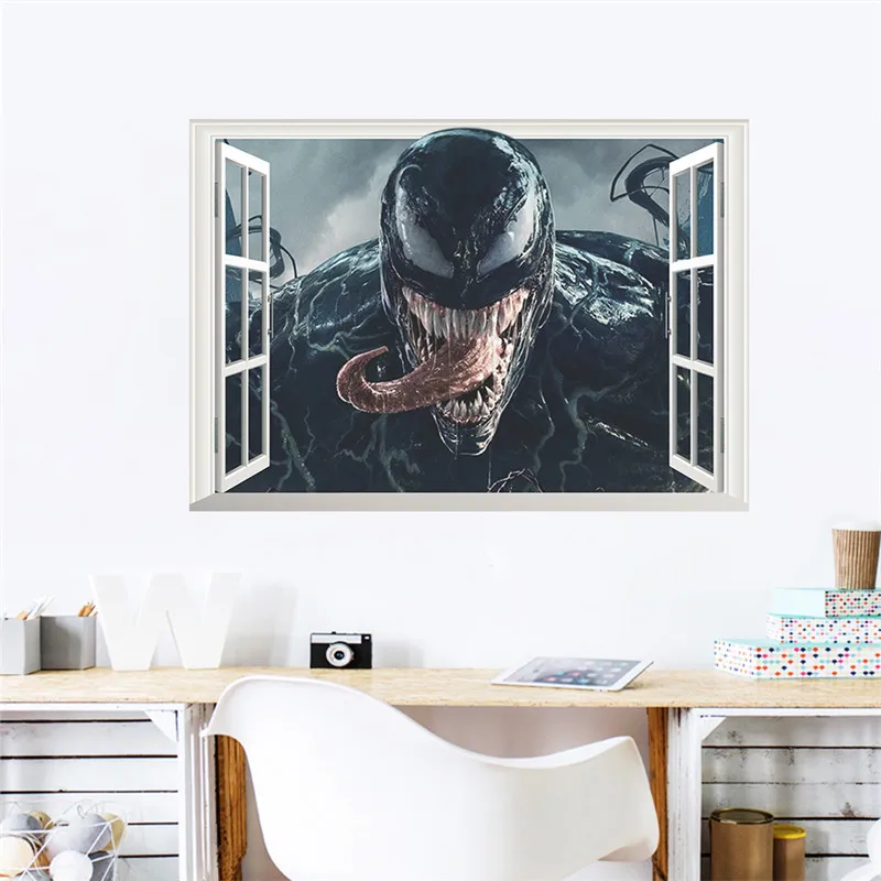 Venom 3d разбитое окно наклейки на стену украшение дома Постер для фильма сделай сам