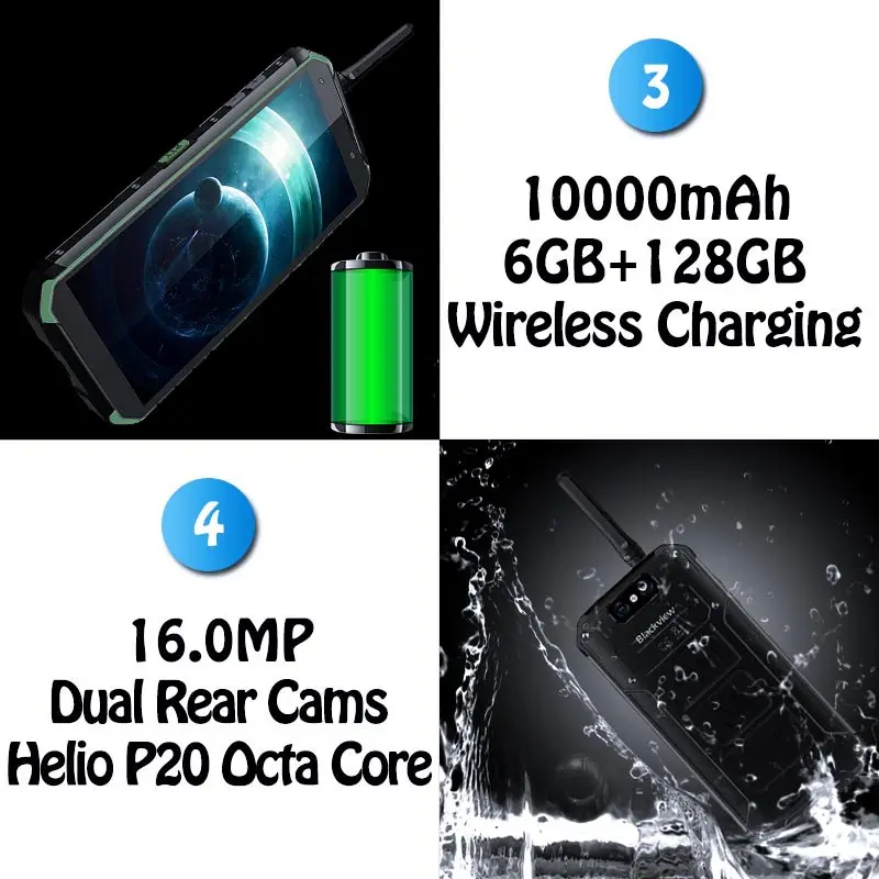 Blackview BV9500 pro 10000 mAh IP68 Водонепроницаемый Смартфон android 8 1 5 7 &quot18:9 6 GB 128 портативная